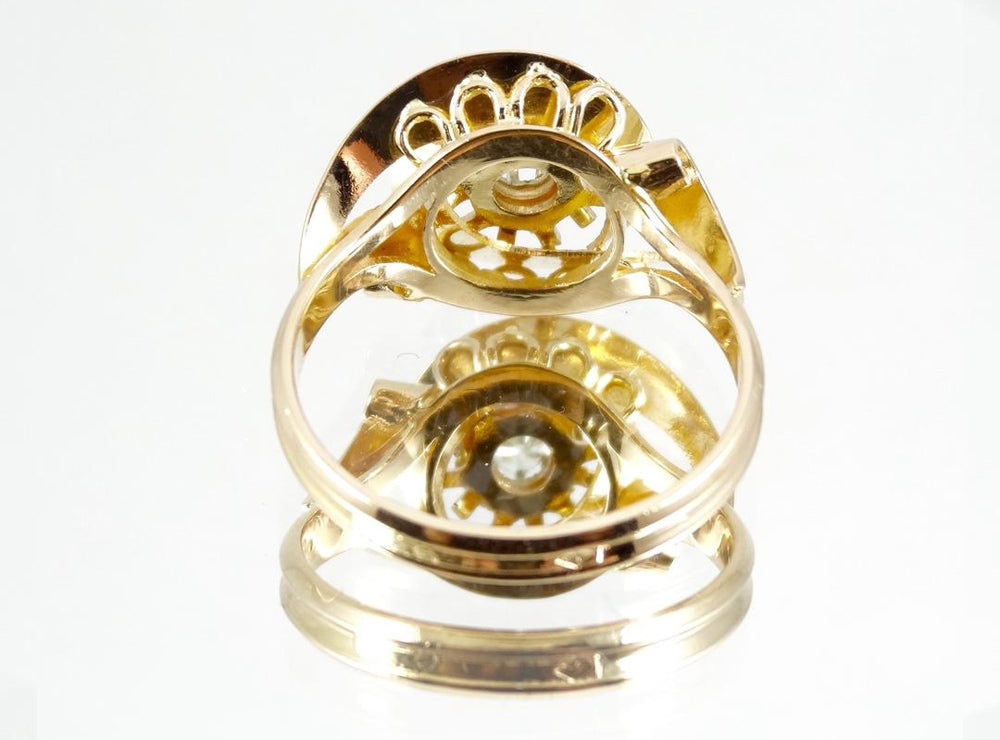 Demi-alliance en or et diamants