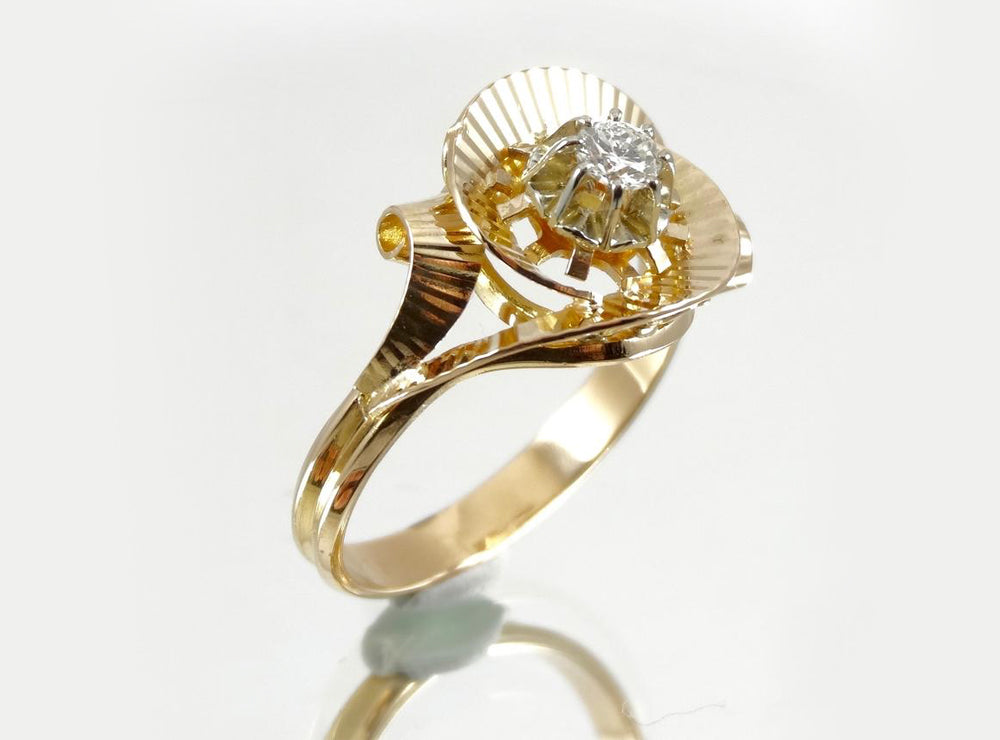 Demi-alliance en or et diamants