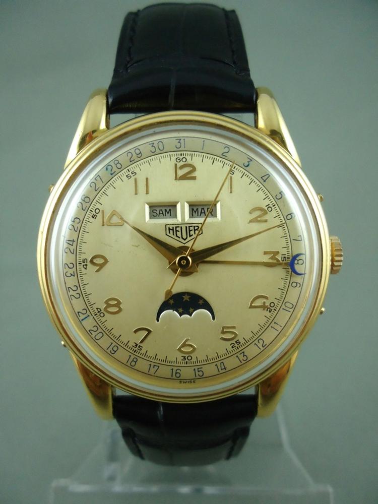 Heuer Vintage or jaune Phase de Lune