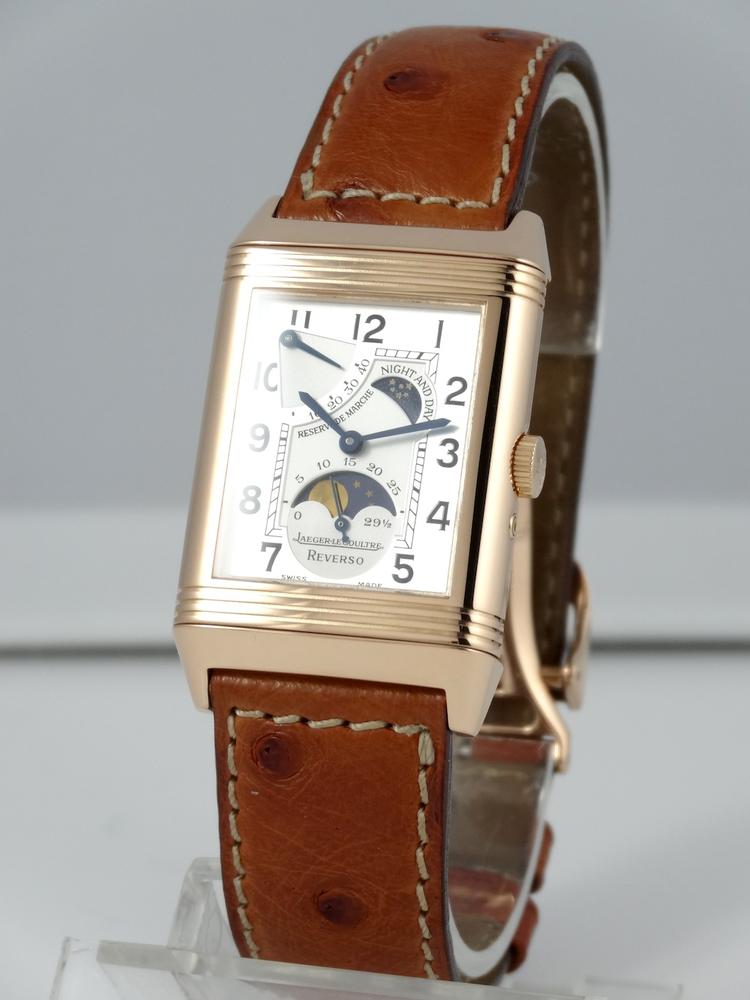 Jaeger Lecoultre Reverso Or rose Sun & Moon boite & Papiers