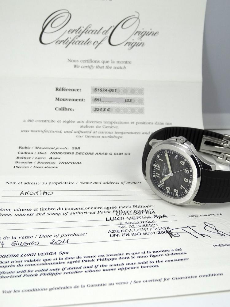 Patek Philippe Aquanaute 5167A Jumbo année 2011 Boite & Papiers