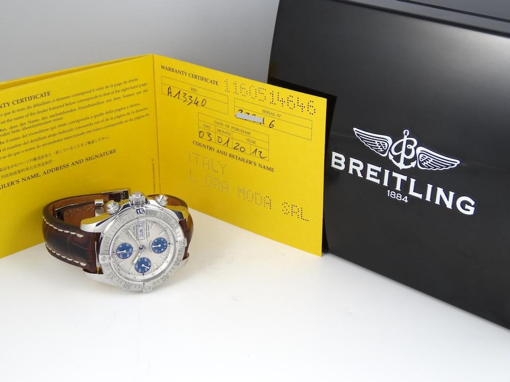 Breitling Chrono SuperOcean Acier sur cuir Boite & Papiers