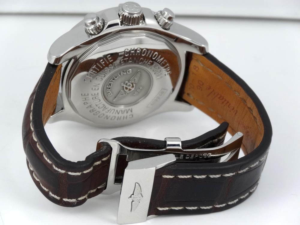 Breitling Chrono SuperOcean Acier sur cuir Boite & Papiers