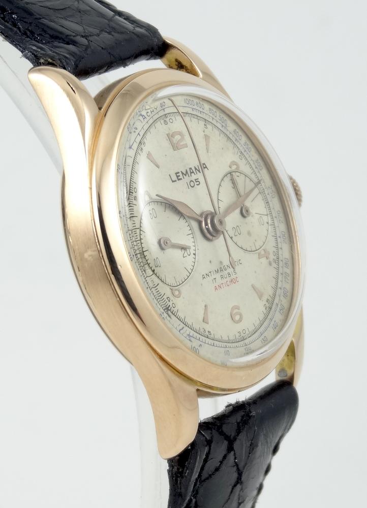Lemania Chrono Rose Gold Antimagnetic Circa 1940