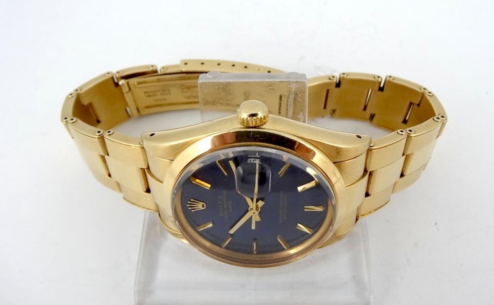 Rolex Date or jaune Réf 15008 Cadran couleur Lapis