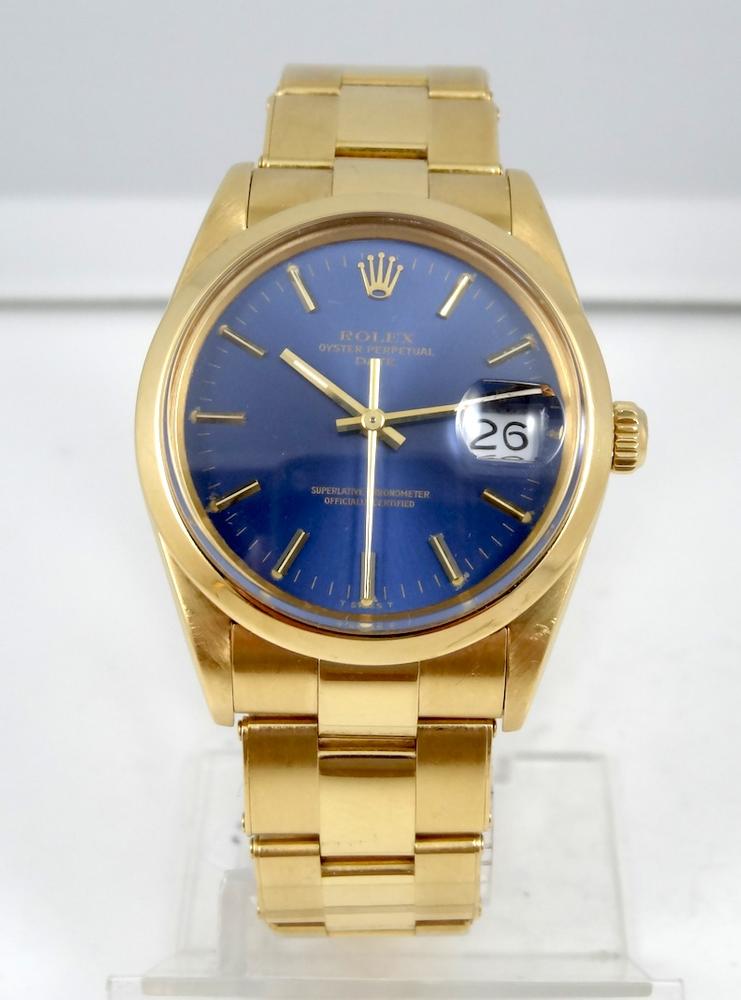 Rolex Date or jaune Réf 15008 Cadran couleur Lapis