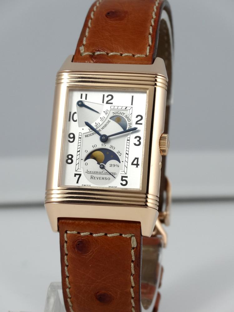 Jaeger Lecoultre Reverso Or rose Sun & Moon boite & Papiers