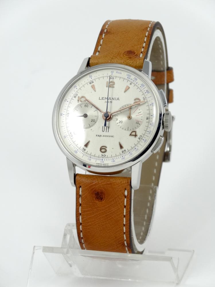 Chrono Lemania Acier UTI Deux compteurs