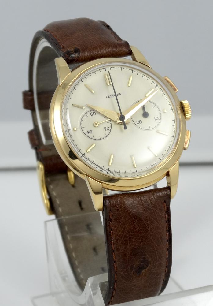 Lemania Chrono Compax or jaune années 50