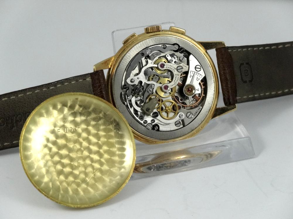 Lemania Chrono Compax or jaune années 50