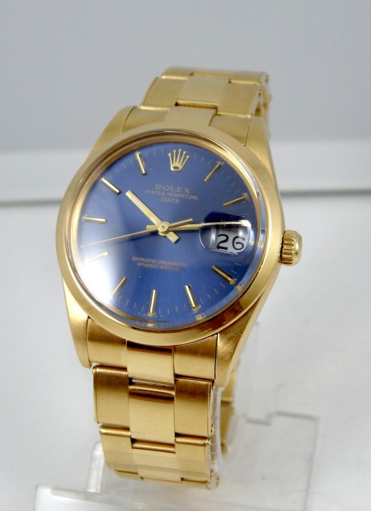 Rolex Date or jaune Réf 15008 Cadran couleur Lapis