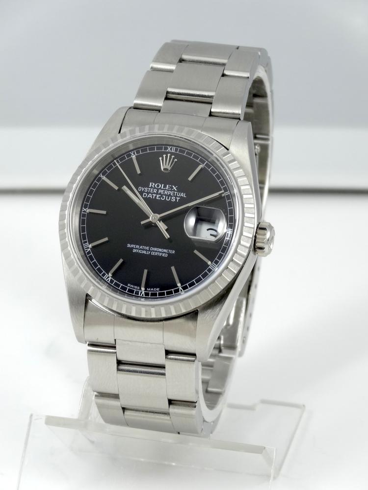 Rolex Datejust cadran noir réf 16220 boite & Papiers