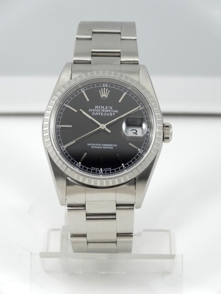 Rolex Datejust cadran noir réf 16220 boite & Papiers