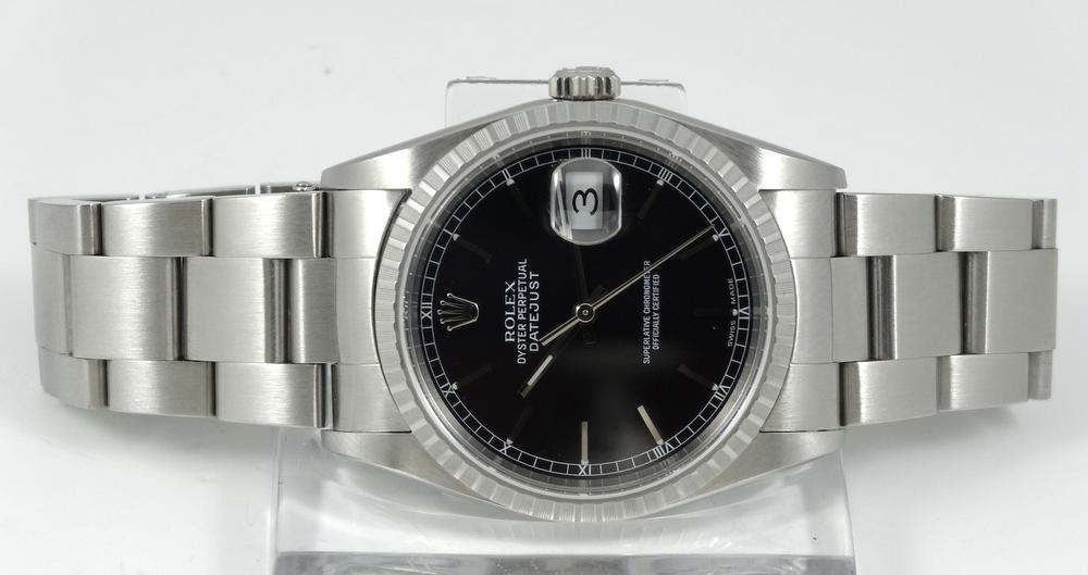 Rolex Datejust cadran noir réf 16220 boite & Papiers