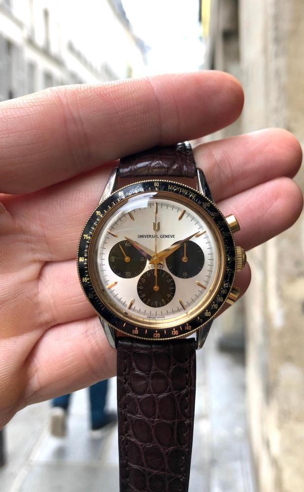 Universal Genève Chrono Compax Baby Nina Rindt Première main Jamais polie