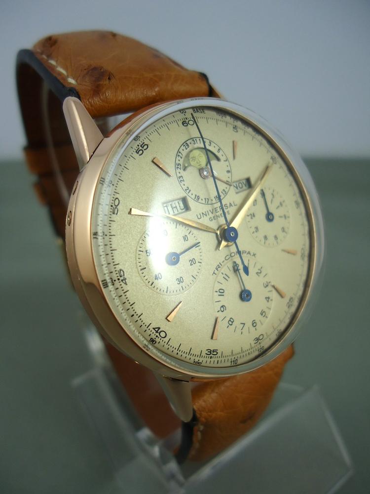 Universal Chrono Tri-Compax Grande Taille Or rose