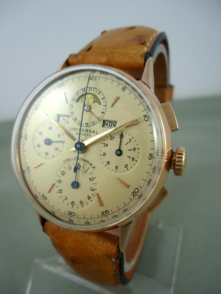 Universal Chrono Tri-Compax Grande Taille Or rose