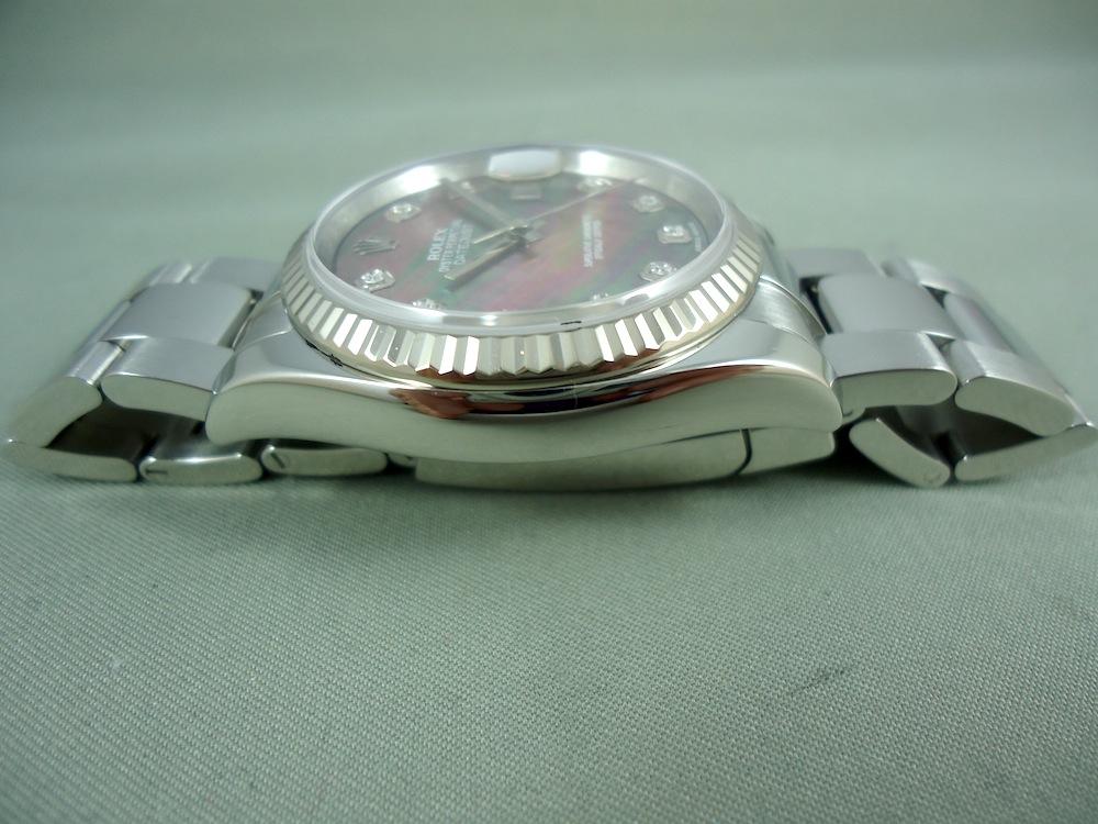 Rolex Datejust Réf 116234 lunette or blanc cadran nacre & diamants