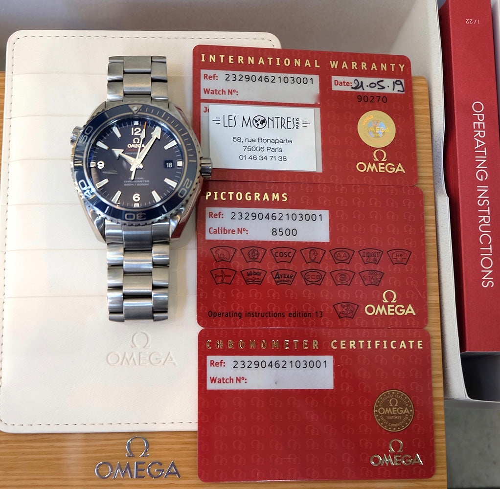 Omega Seamaster Planet Ocean Full set Première main 2019 Liquid Metal