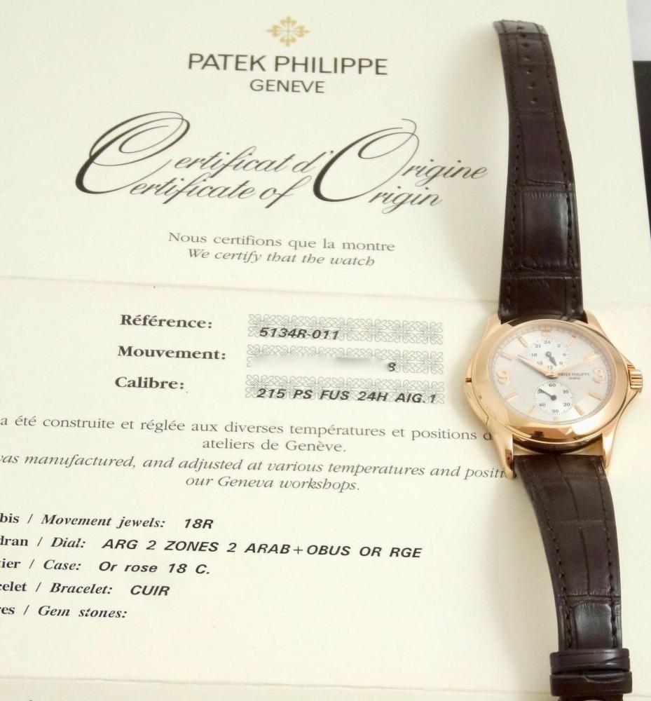Patek Philippe Calatrava Travel Time 5134 or rose Circa 2008