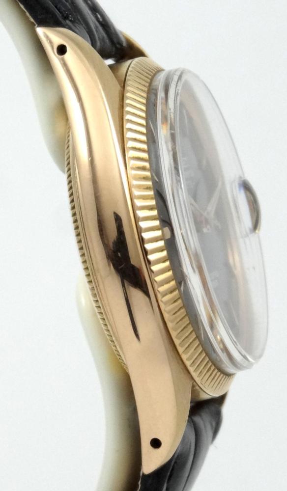Rolex Date cadran noir gilt or rose Réf 6537