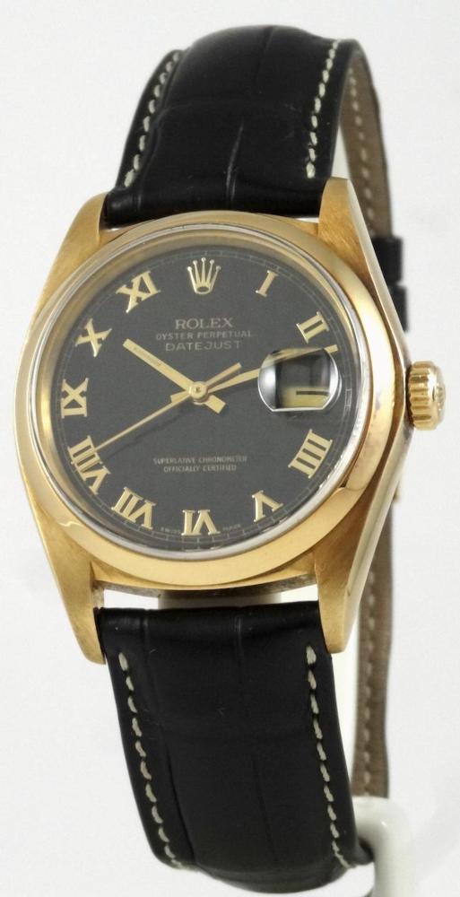 Rolex Datejust Or jaune cadran noir Pyramide Full Set