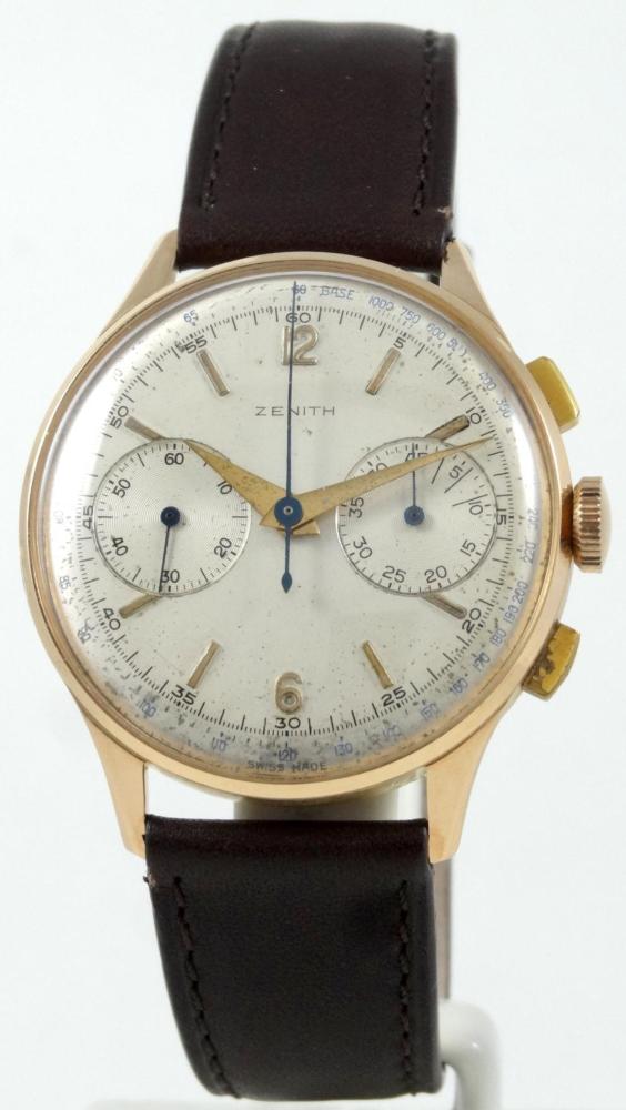 Zenith Bi-Compax Or rose grande taille 37mm année 50