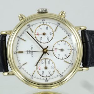 Zenith Chrono Or jaune Tri Compax Cadran Opalin