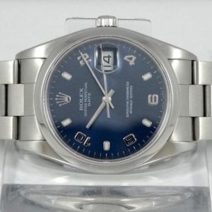 Rolex Date cadran bleu série D avec papiers