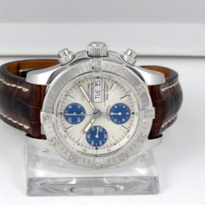 Breitling Chrono SuperOcean Acier sur cuir Boite & Papiers