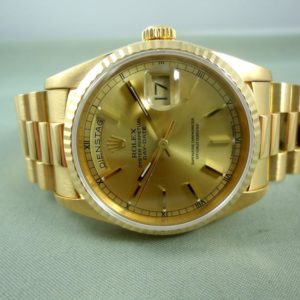 Rolex Daydate or Jaune Réf 18238 année 90
