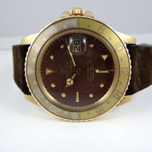 Rolex GMT Réf 1675 or jaune cadran Nipples