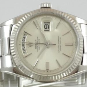 Rolex Daydate Réf 1803 or blanc cadran No Lume Révision Rolex 2019