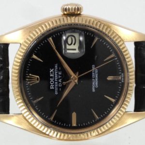 Rolex Date cadran noir gilt or rose Réf 6537