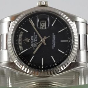 Rolex Daydate Or blanc Cadran noir Laqué Circa 1972
